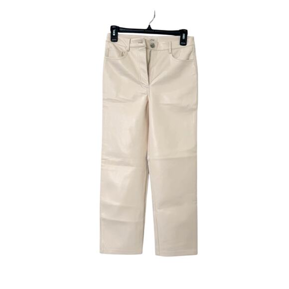 WILFRED ARITZIA MELINA IVORY VEGAN LEATHER PANTS SZ 2 OLD MONEY CLASSIC - Picture 1 of 4